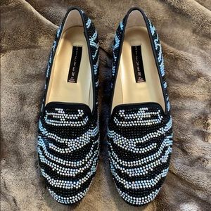 NWOT Steve Madden black crystal embellished flat